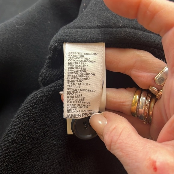 James Perse French Terry Trench Long Sleeve Jacket with Pockets Size 4/XL - Picture 13 of 14